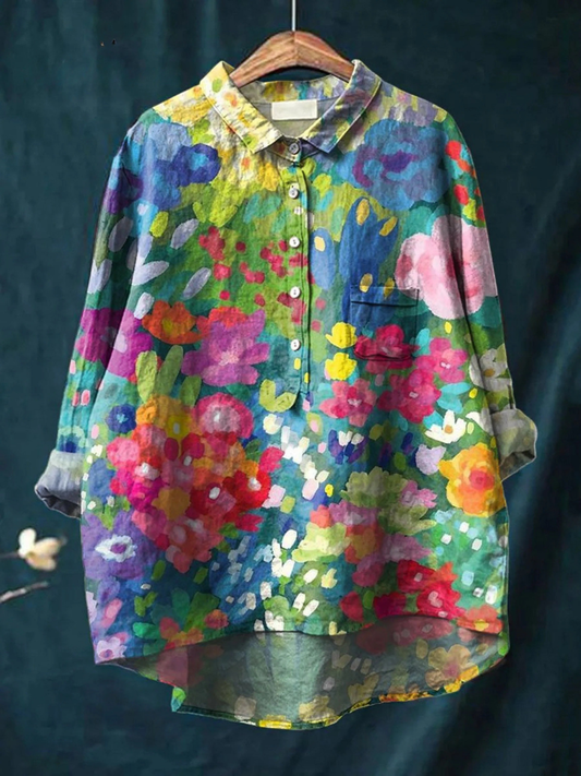 Rebecca | Women's Vintage Lovely Floral Art Print Casual Shirt