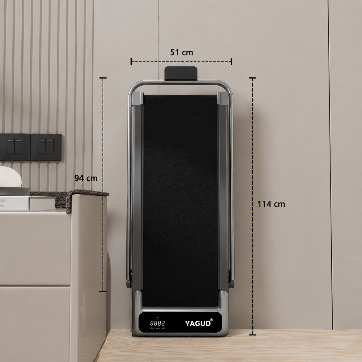 Plataforma de fitness plegable con inclinación ajustable, Doble amortiguación y Bajo nivel de ruido