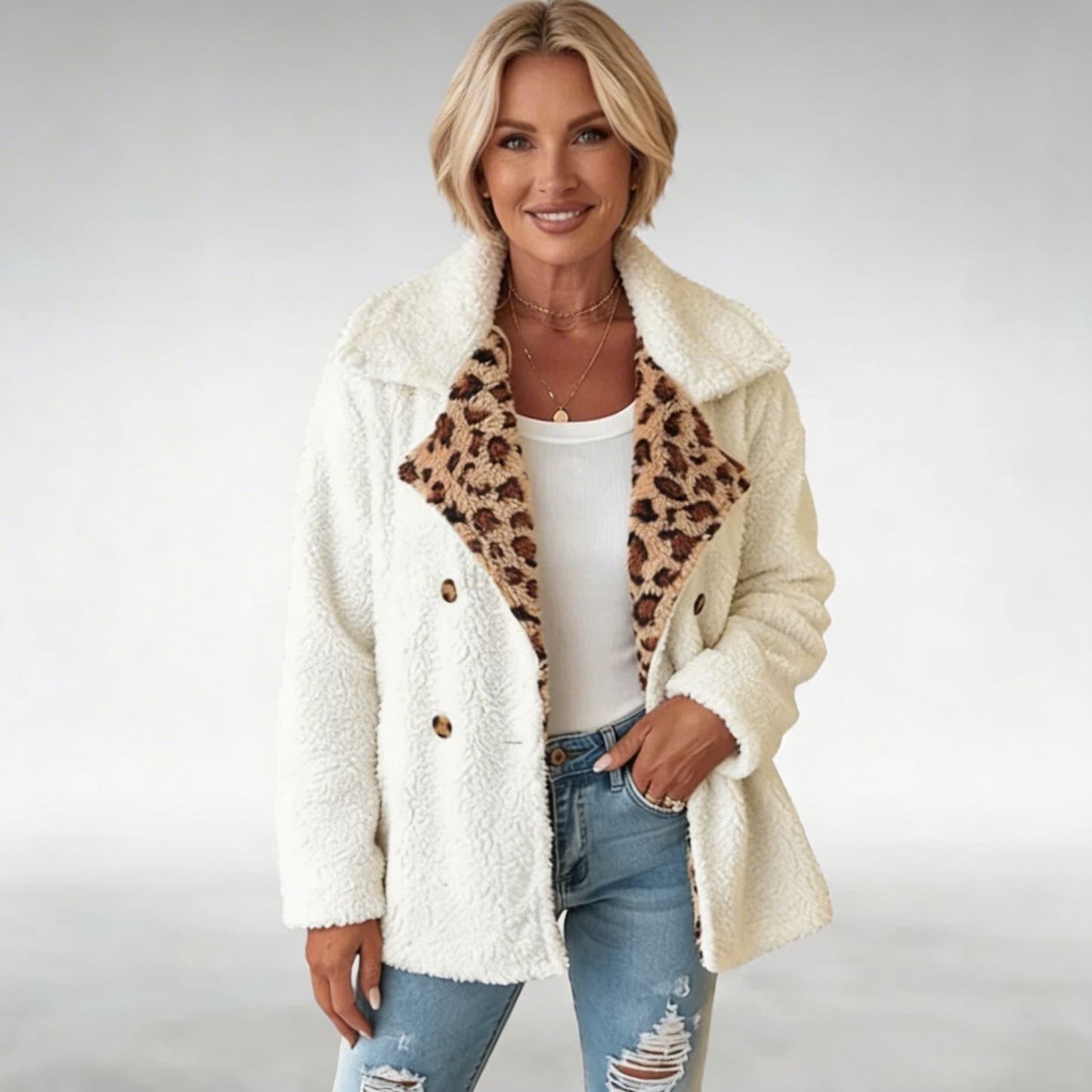 Lora™ Cozy Leopard Teddy Coat
